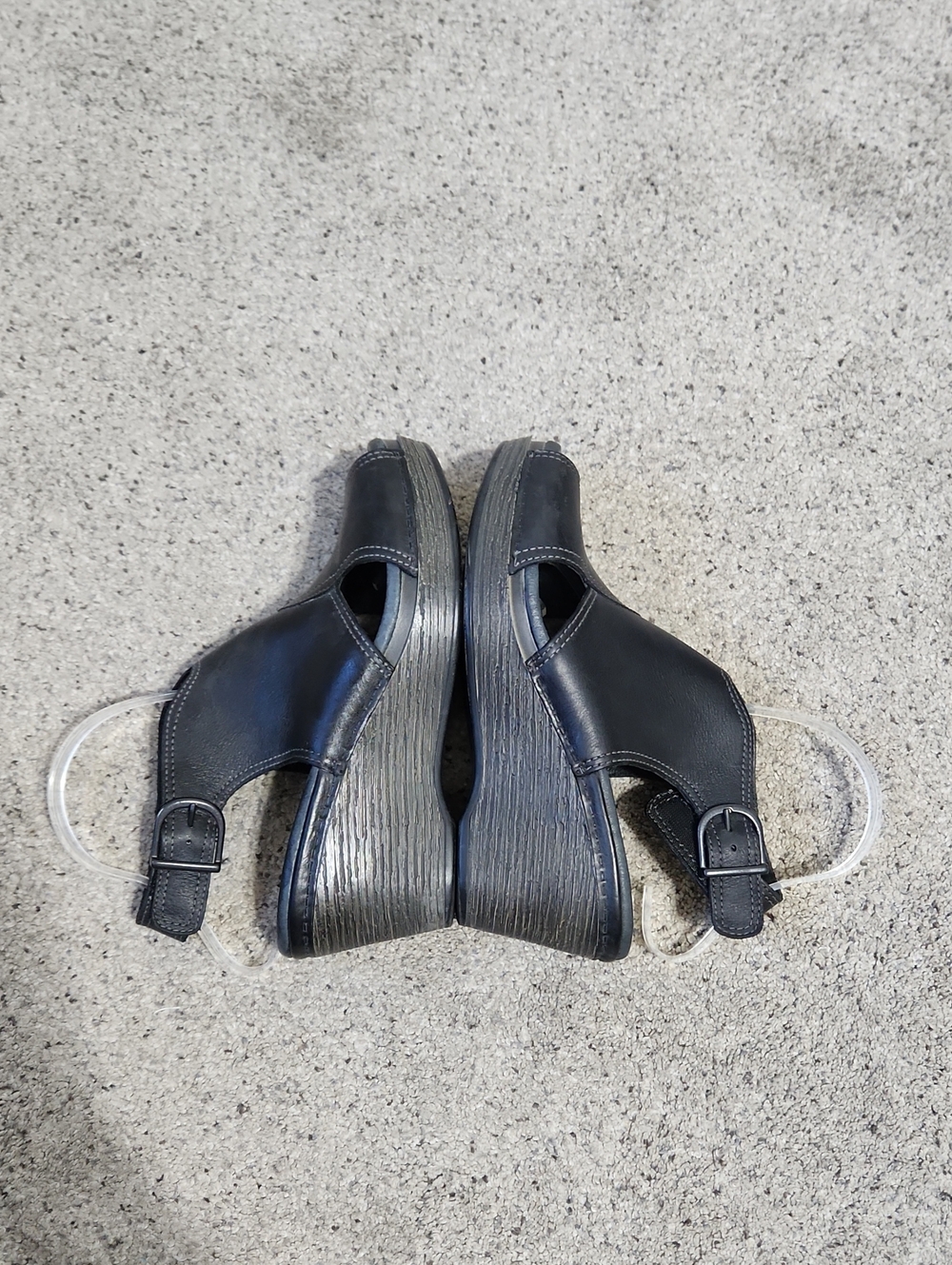 Dansko Vanda Wedge Sandal Black Leather Size 38 - Picture 8 of 11